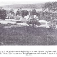 Chenies Valley, 1911, photo from the collection of Colin Seabright. Used with kind permission from Carolyn Birch. river, cottages, chenies bottom