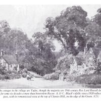 A. & C. Black's painting of Chenies tudor cottages c.1920, from the collection of Colin Seabright. Used with kind permission from Carolyn Birch. top of Chenies Hill