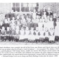 Around 1890, Chenies school children posed for the camera. Edward George Cocks was in charge and Mary Ballenger looked after the infants. Photo credit: Rose Maling, Used with kind permission from Carolyn Birch. Chenies School Children c.1890