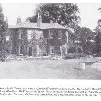 Chenies House, by the Church, was home to Algernon Wriothesley Russell in 1887. By 1910 Miss Russell lived there, and then Lady Blandford. Mr Kilby was the butler. The Army took over during World War II and the death watch beetle after that. Post-war, the house was demolished, and a modern home stands on the site today. Photo from the collection of Clive Birch. Used with kind permission from Carolyn Birch.
